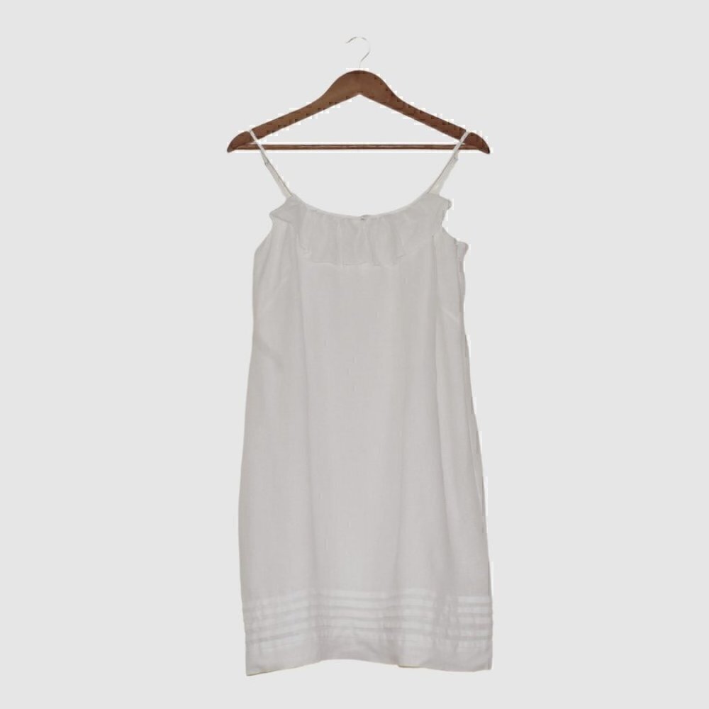 Ann Taylor LOFT Linen Slip Dress White Size 10P